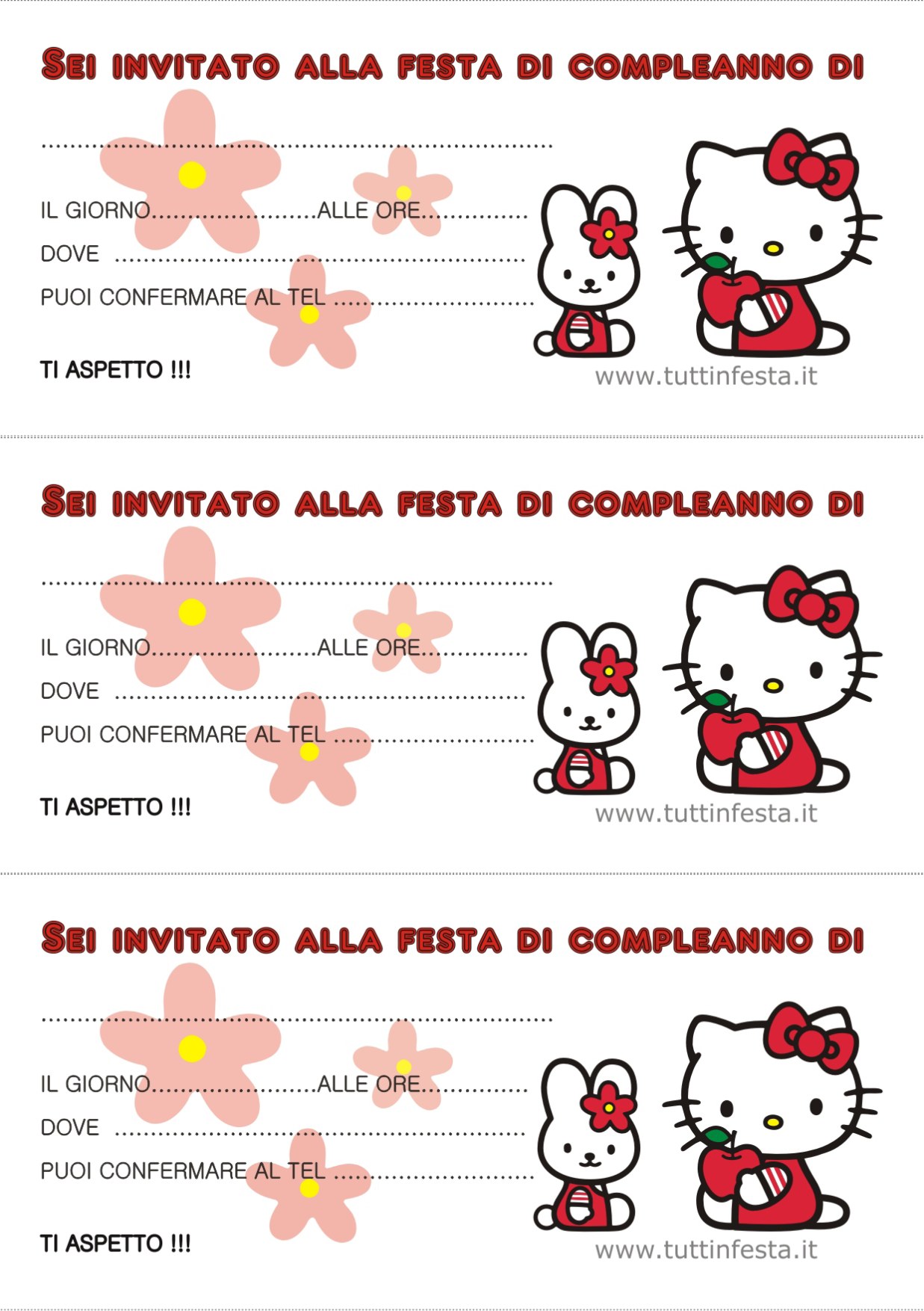 Inviti Di Compleanno Hello Kitty  Inviti hello kitty, Feste hello kitty,  Inviti di compleanno